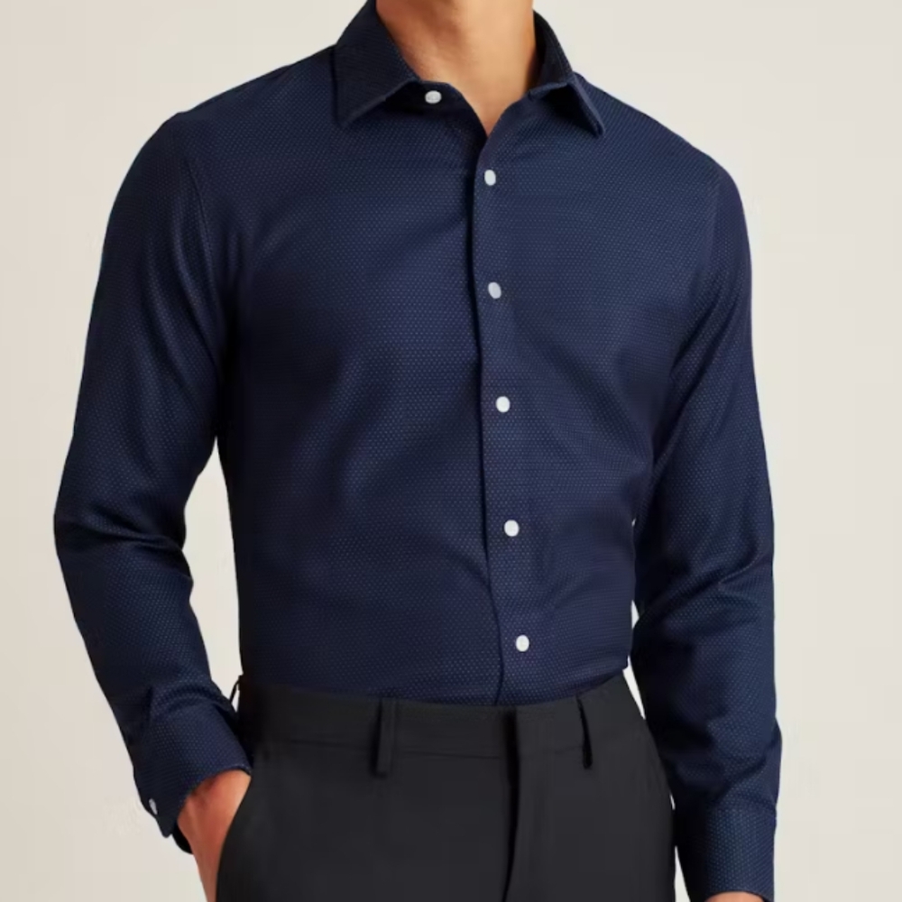 Bonobos Men's Navy Blue with subtle white dots Button Down Shirt Size 16x34